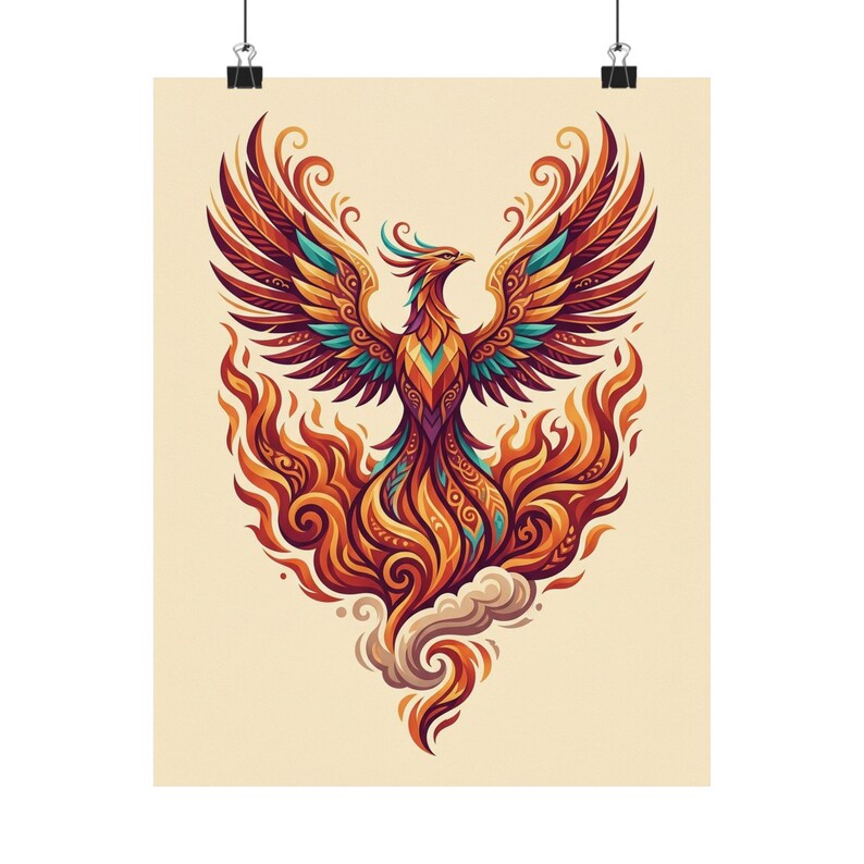 Mystical Phoenix Rising From Flames - Poster image 1