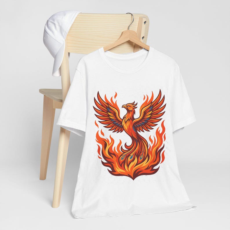 Mystical Phoenix Rising From Flames - Tshirt image 4