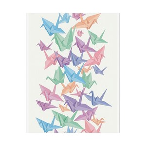 Origami Paper Crane Flock In Pastel - Poster Bild 2