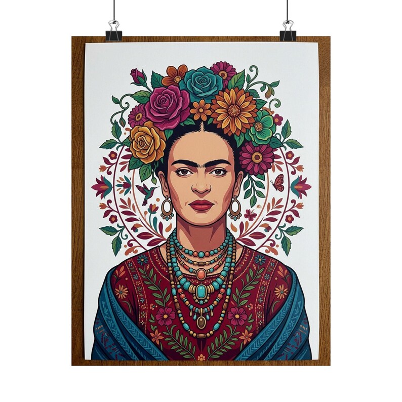 Frida Kahlo Floral Portrait - Poster immagine 1