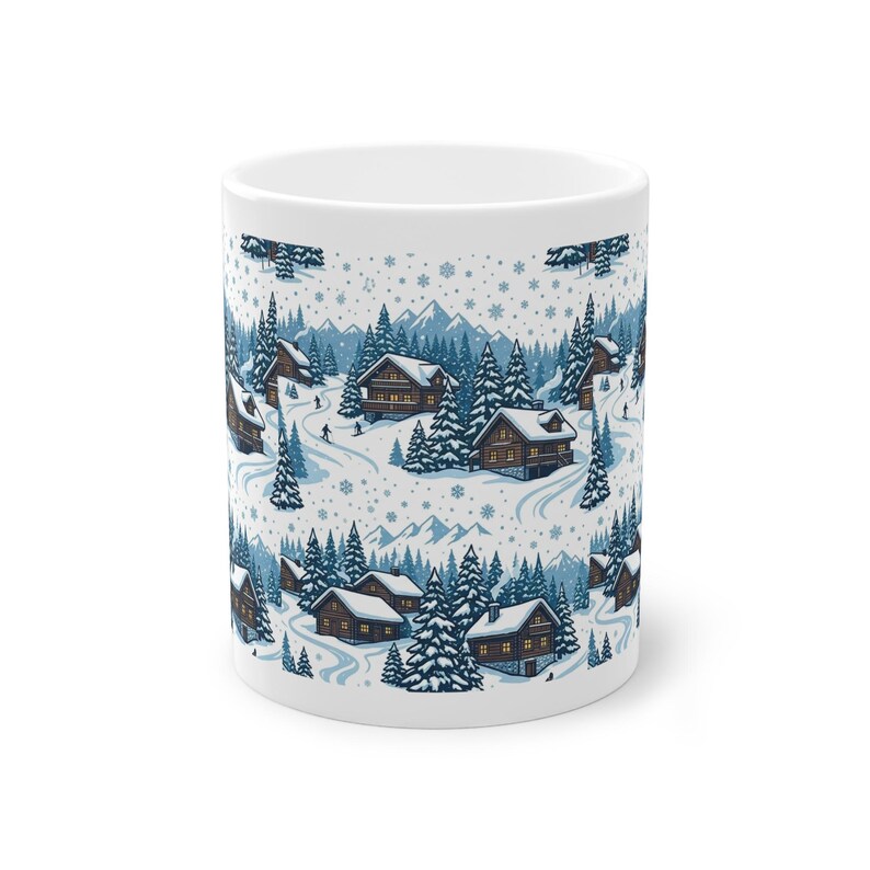 Alpine Chalet In Winter Snow - Mug afbeelding 1