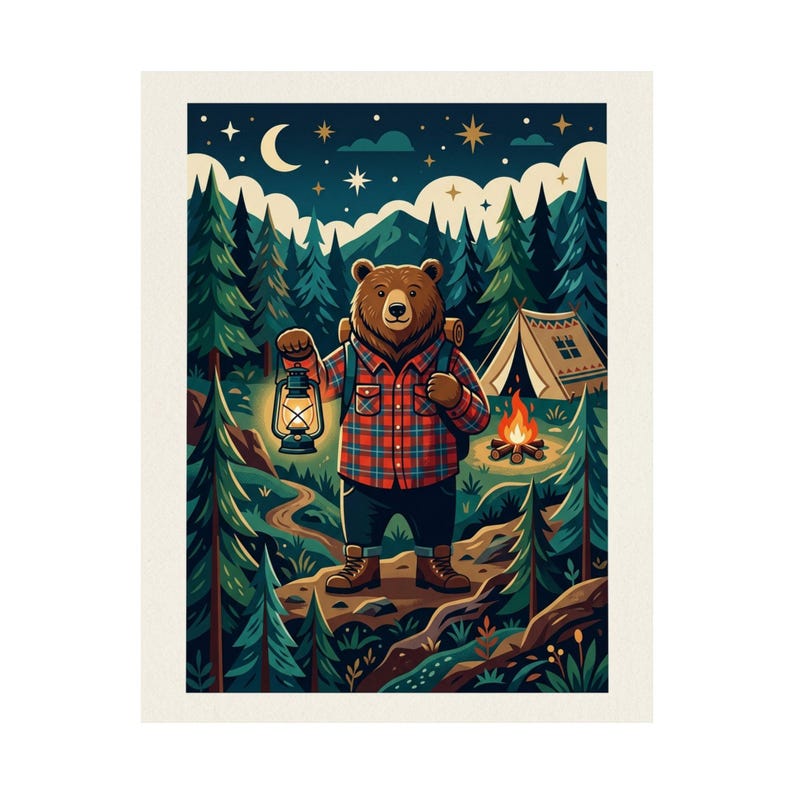 Camping Bear With Lantern - Poster image 2