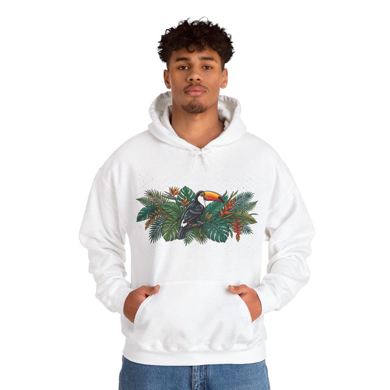 Jungle Toucan Among Tropical Leaves - Hoodie image 7