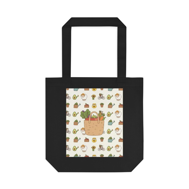 Farmers Market Vibes Tote Bag | Reusable Grocery Bag | Canvas Tote | Eco Friendly Shopping Bag | Produce Tote image 1