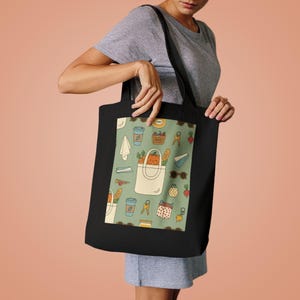 Farmers Market Vibes Tote Bag, Reusable Grocery Shopping Bag, Canvas Market Tote, Eco-Friendly Bag image 4