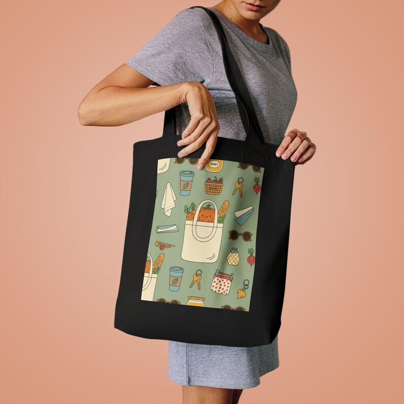 Farmers Market Vibes Tote Bag, Reusable Grocery Shopping Bag, Canvas Market Tote, Eco-Friendly Bag image 4