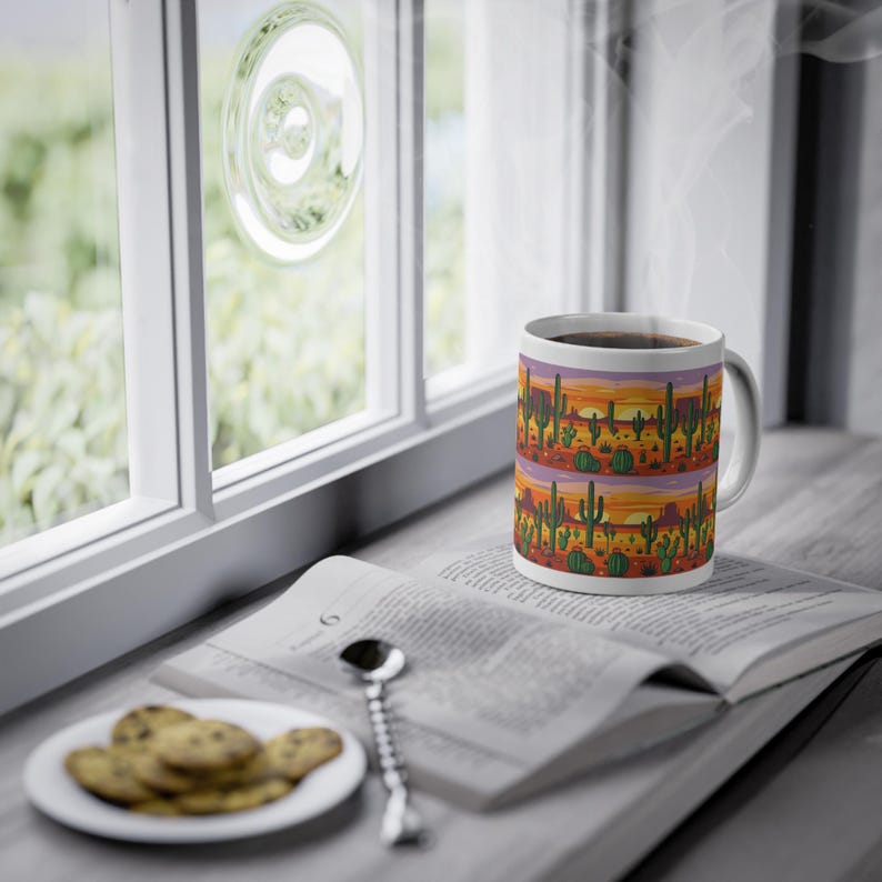 Desert Cactus Under Southwest Sunset - Mug image 5