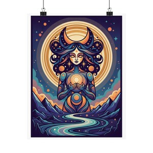 Moon Child Poster, Astrology Wall Art, Celestial Zodiac Print, Moon Phase Decor, Spiritual Room Decor image 1