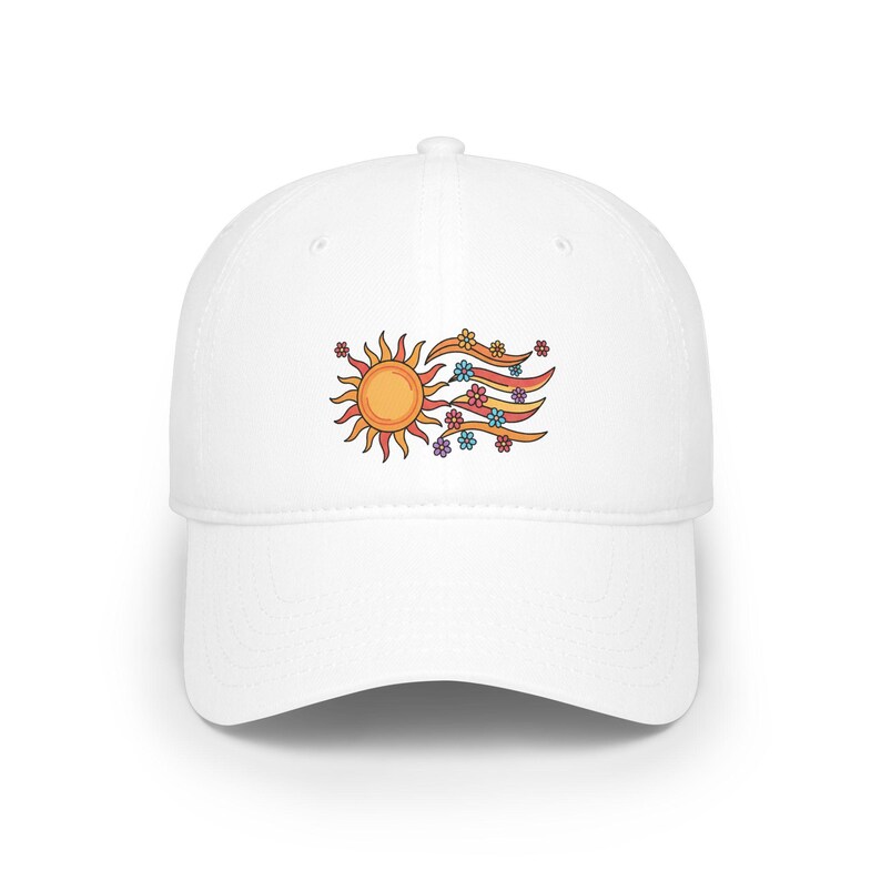Positive Energy Sun Floral Baseball Cap - Motivational Radiating Sun Hat - Good Vibes Dad Hat zdjęcie 1