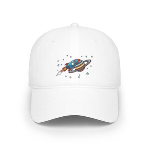 Cartoon Rocket Saturn Baseball Cap - Space Galaxy Astronaut Hat for Astronomy Lovers, Cute Cosmic Star Graphic Cap image 1