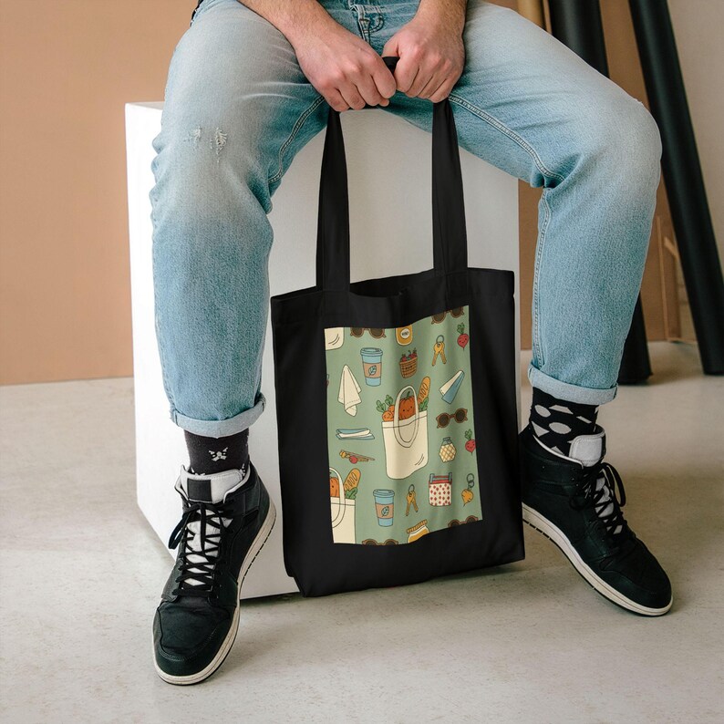 Farmers Market Vibes Tote Bag, Reusable Grocery Shopping Bag, Canvas Market Tote, Eco-Friendly Bag image 5