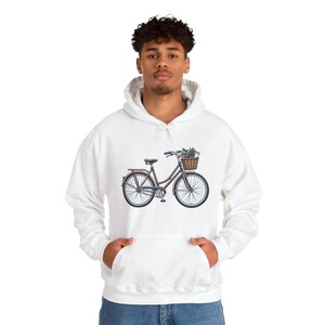 Vintage Bicycle With Basket - Hoodie image 7