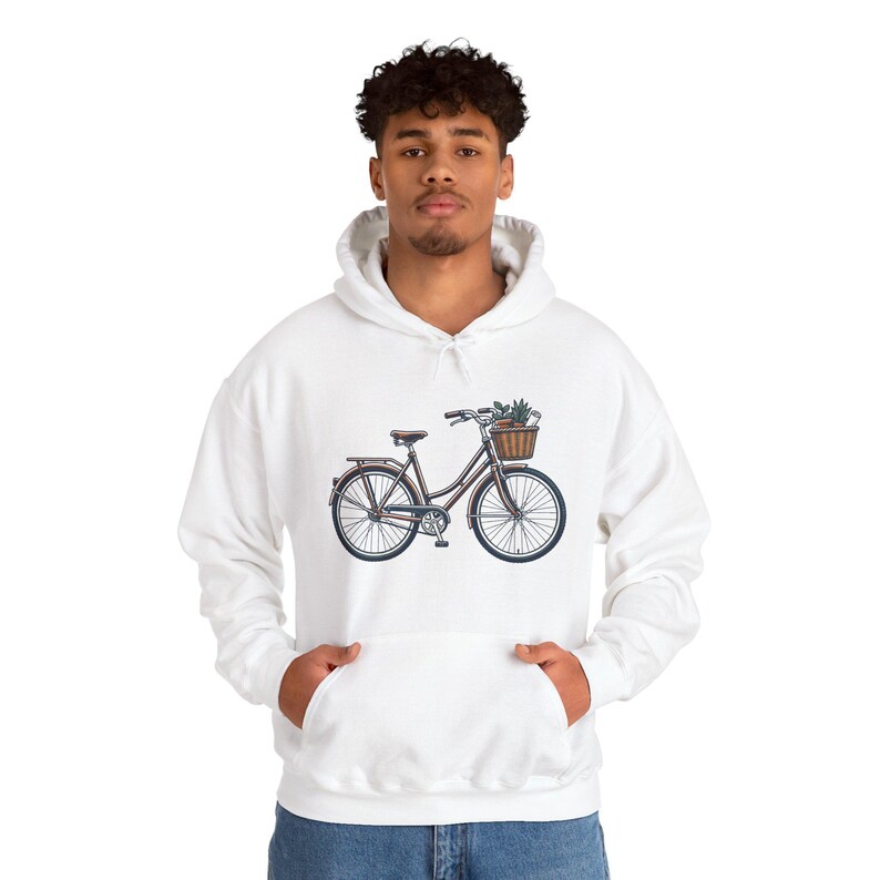 Vintage Bicycle With Basket - Hoodie image 7