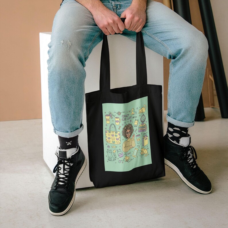 Crazy Cat Lady Tote Bag | Funny Cat Lover Gift | Canvas Tote Bag for Women | Cat Mom Bag | Book Tote afbeelding 5