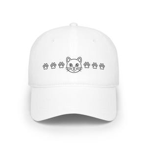 Cute Cat Face Paw Prints Cap - Minimalist Cat Lover Hat image 1