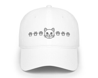 Cute Cat Face Paw Prints Cap - Minimalist Cat Lover Hat