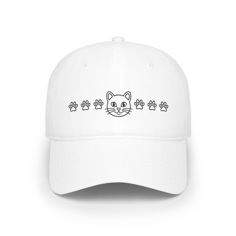 Cute Cat Face Paw Prints Cap - Minimalist Cat Lover Hat image 1