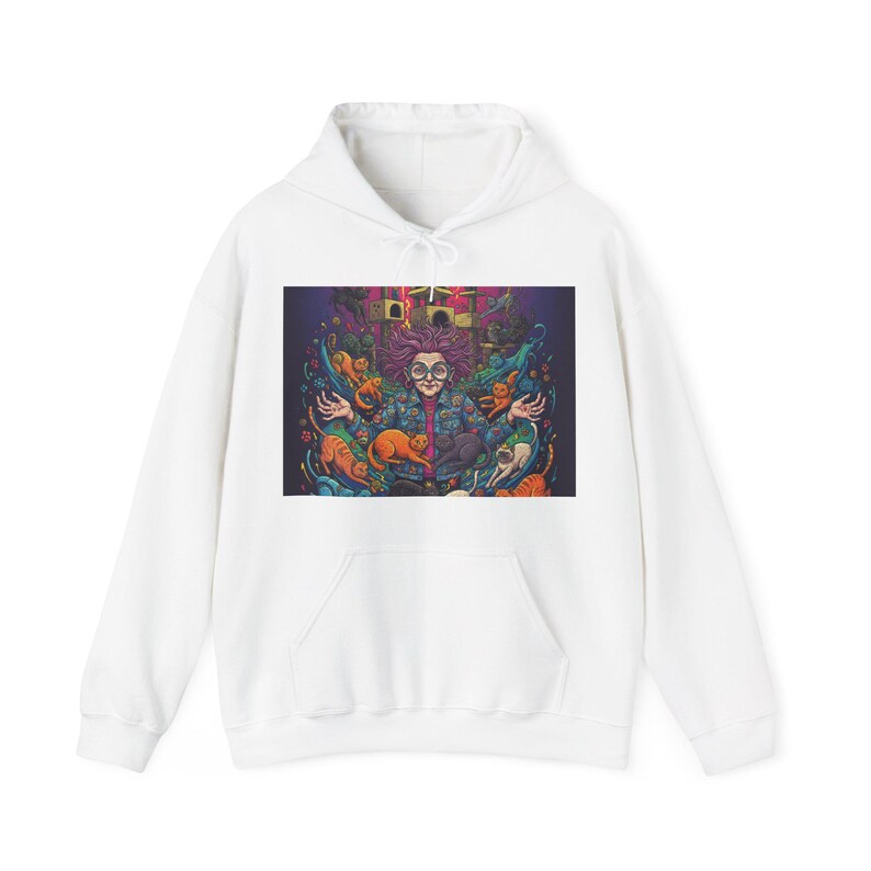 Crazy Cat Lady Hoodie - Funny Cat Lover Pullover Sweatshirt, Cat Mom Gift, Cat Aesthetic Apparel image 1