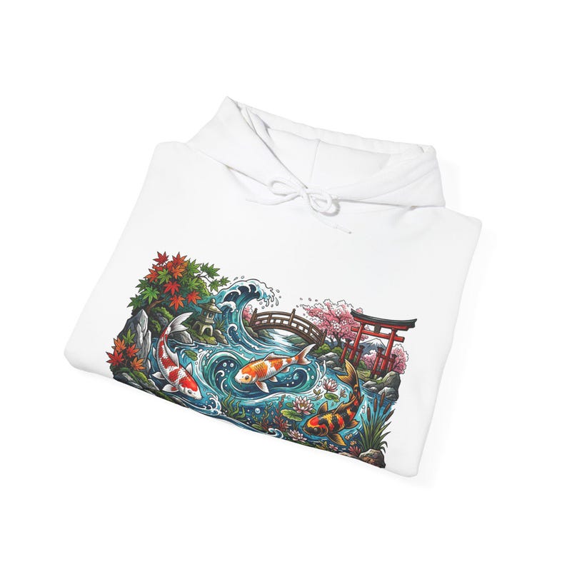 Koi Pond Japanese Garden Watercolor - Hoodie bild 2