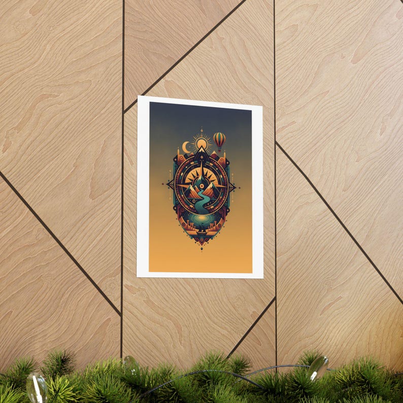 Adventure Awaits Poster | Travel Wall Art | Wanderlust Decor | Mountains Print | Travel Poster | Boho Travel Print | Hik zdjęcie 5