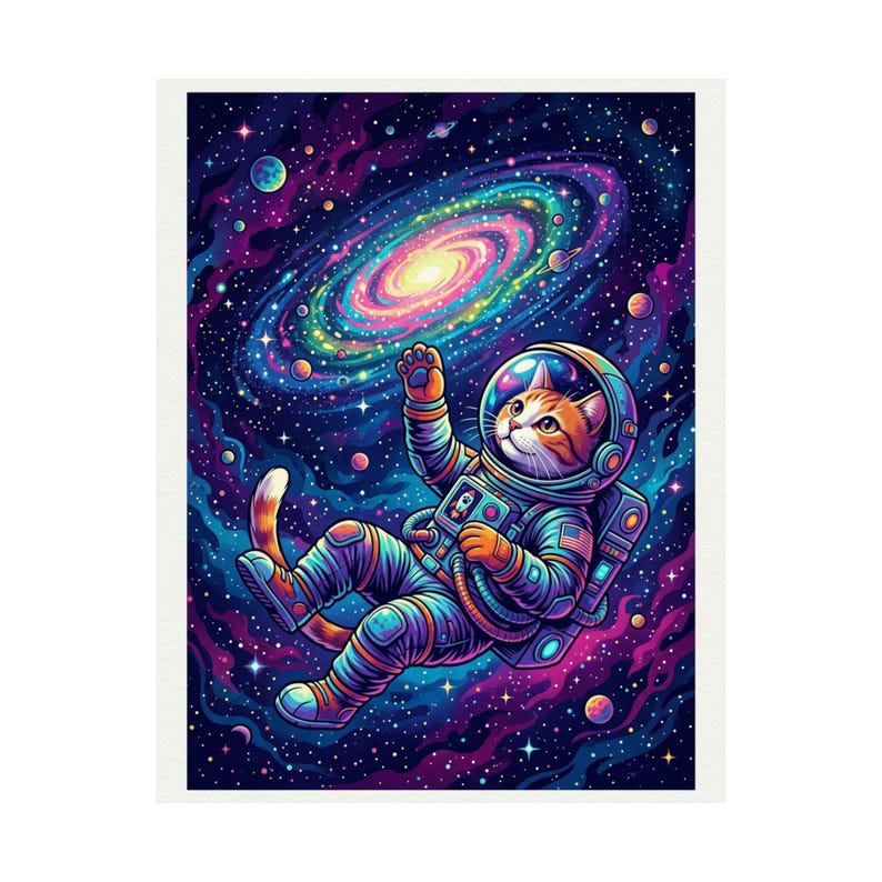 Cosmic Astronaut Cat Exploring Galaxies - Poster 画像 2
