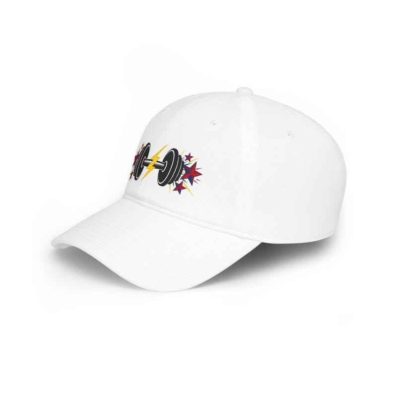Dumbbell Lightning Bolt Baseball Cap, Fitness Workout Hat, Gym Athletic Stars Accessory image 2