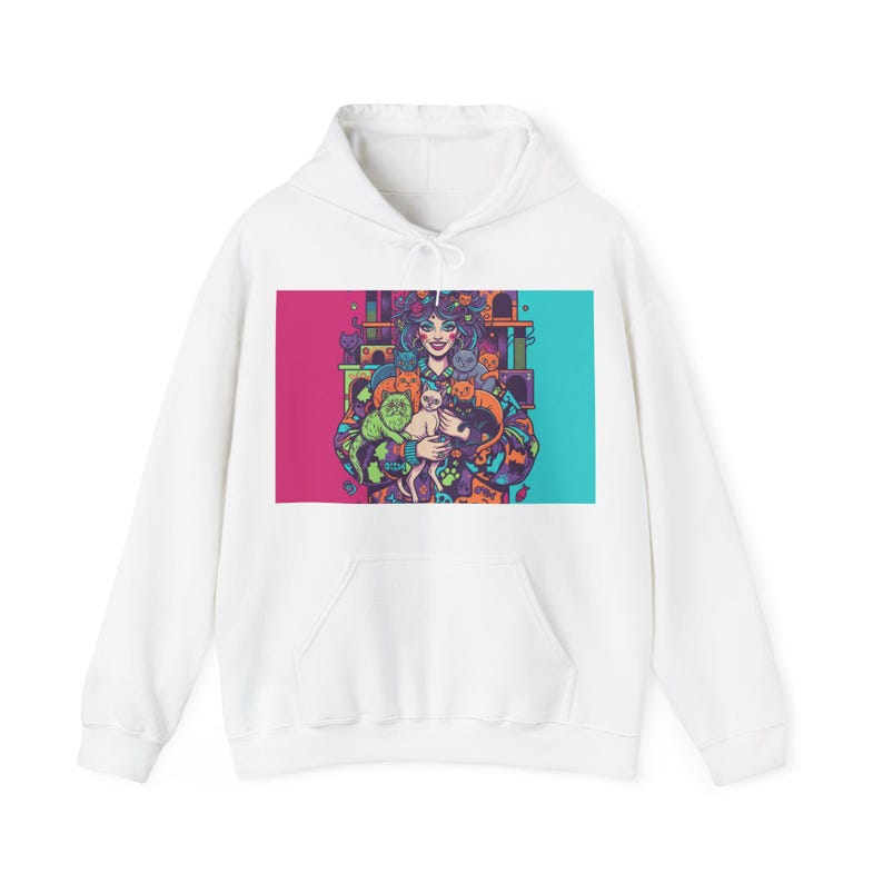 Crazy Cat Lady Hoodie, Cat Lover Pullover, Funny Cat Sweatshirt, Cute Cat Mom Gift image 1