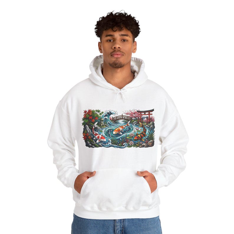 Koi Pond Japanese Garden Watercolor - Hoodie bild 7