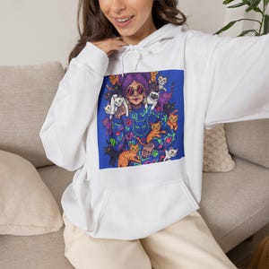 Crazy Cat Lady Hoodie - Funny Cat Lover Pullover, Cat Mom Gift, Cute Feline Apparel Sweatshirt afbeelding 4
