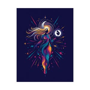 Moon Child Poster, Astrology Wall Art, Celestial Zodiac Decor, Cosmic Moon Poster, Spiritual Art Print afbeelding 2