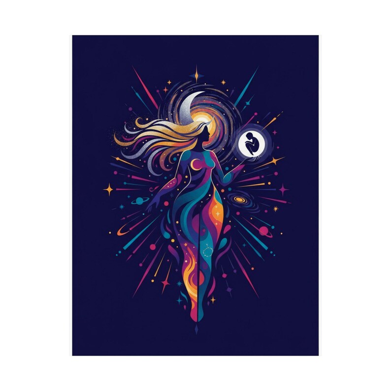 Moon Child Poster, Astrology Wall Art, Celestial Zodiac Decor, Cosmic Moon Poster, Spiritual Art Print afbeelding 2
