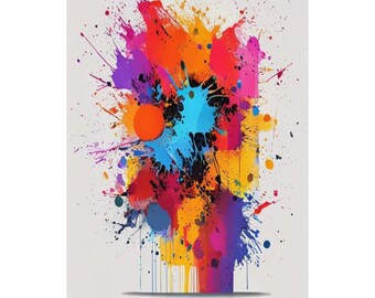 Abstract Color Splash Poster, Vibrant Wall Art, Modern Colorful Print, Neon Aesthetic Decor