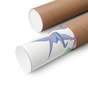 Origami Paper Crane Flock In Pastel - Poster Bild 3