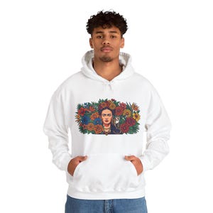 Frida Kahlo Floral Portrait - Hoodie image 7