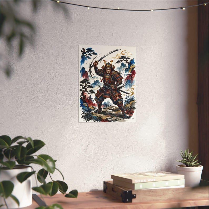 Samurai Warrior Ink Wash Painting - Poster afbeelding 6