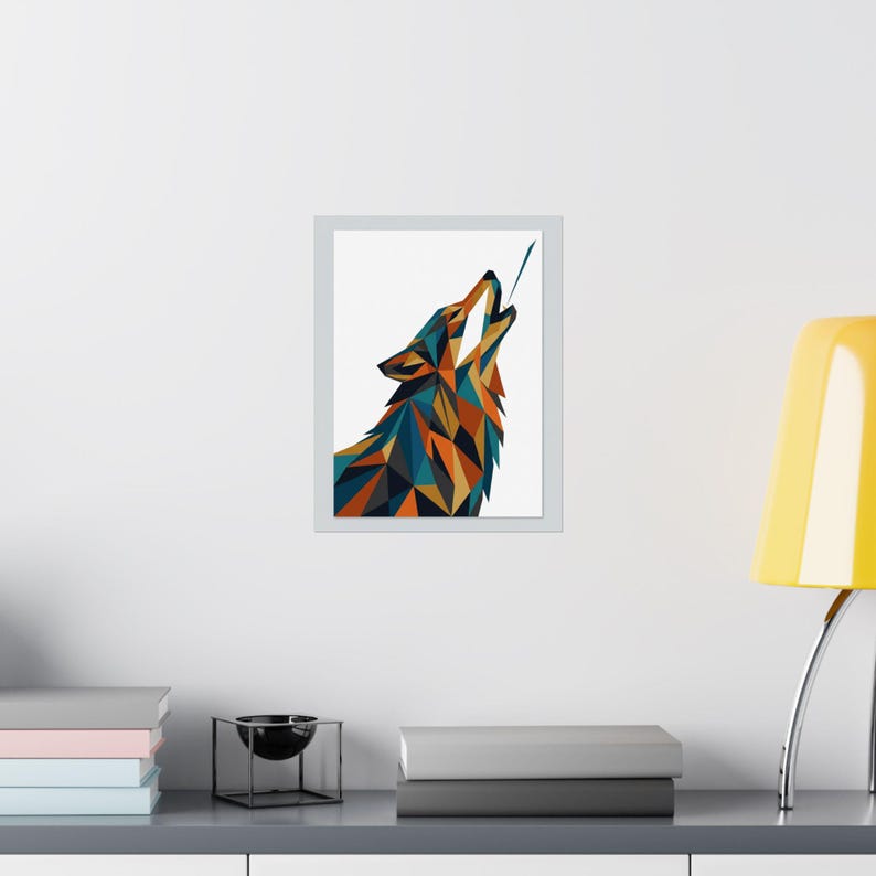 Minimalist Geometric Wolf Howling - Poster image 8