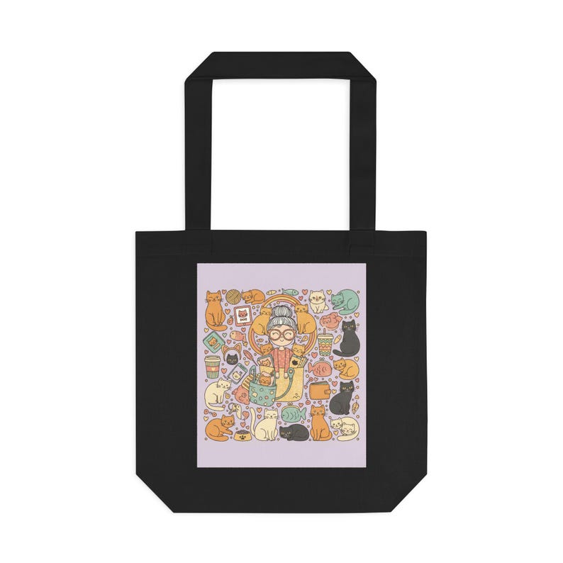 Crazy Cat Lady Tote Bag | Funny Cat Lover Gift | Cat Mom Canvas Bag | Cat Themed Accessories image 1
