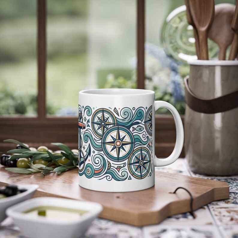 Nautical Anchor And Compass - Mug afbeelding 4