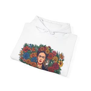 Frida Kahlo Floral Portrait - Hoodie image 2
