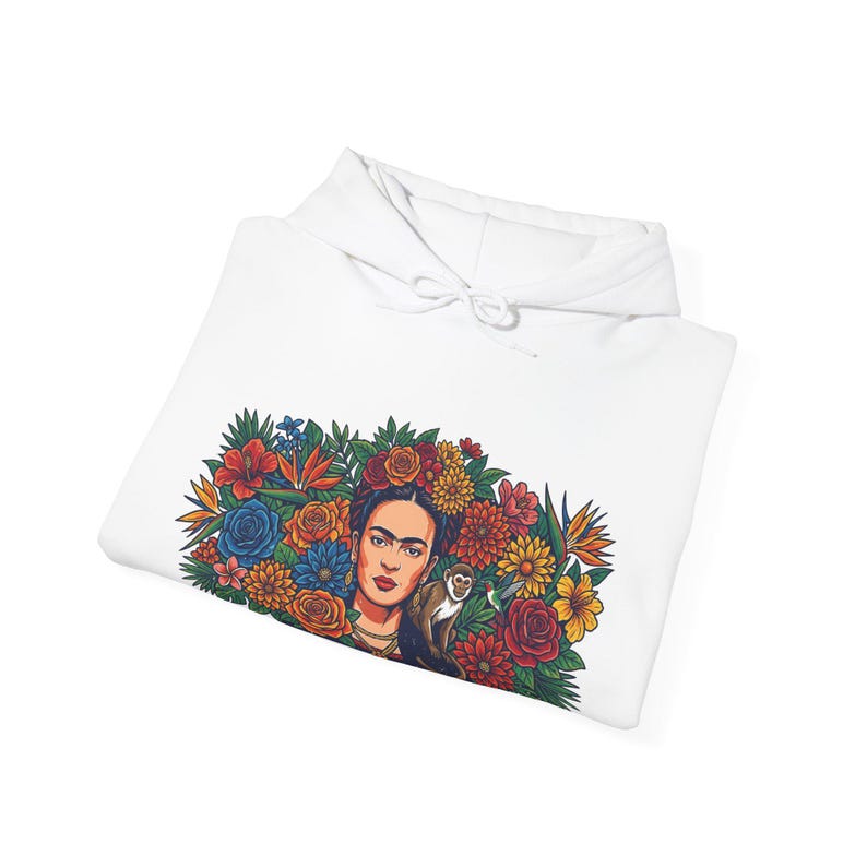 Frida Kahlo Floral Portrait - Hoodie image 2