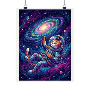 Cosmic Astronaut Cat Exploring Galaxies - Poster 画像 1