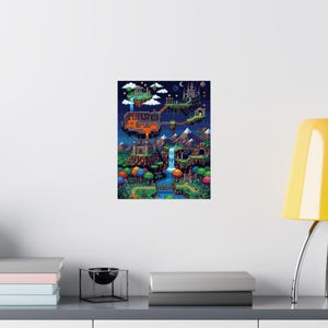 Pixel Art Retro Gaming Landscape - Poster Bild 8