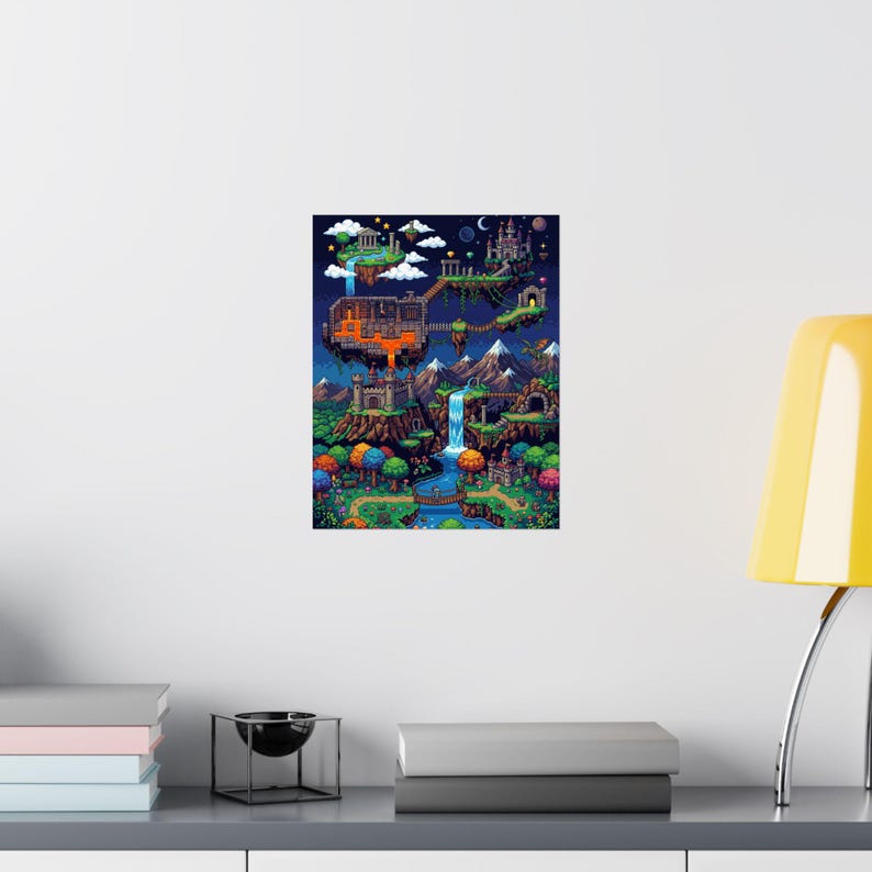 Pixel Art Retro Gaming Landscape - Poster Bild 8