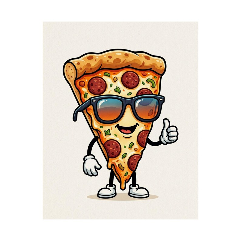 Funny Pizza Slice Wearing Sunglasses - Poster Bild 2