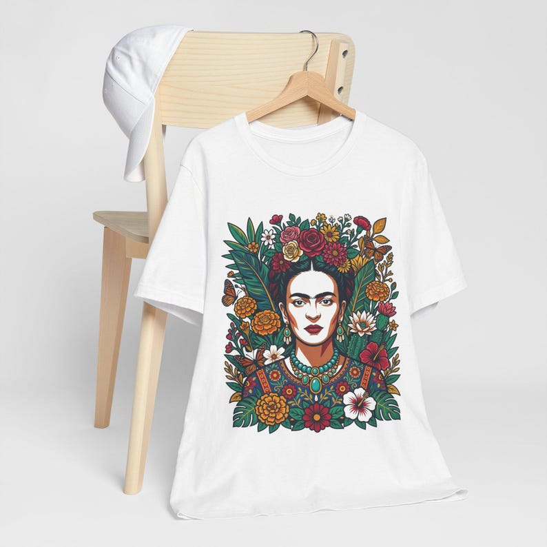 Frida Kahlo Floral Portrait - Tshirt Bild 4