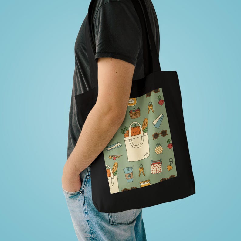 Farmers Market Vibes Tote Bag, Reusable Grocery Shopping Bag, Canvas Market Tote, Eco-Friendly Bag image 3