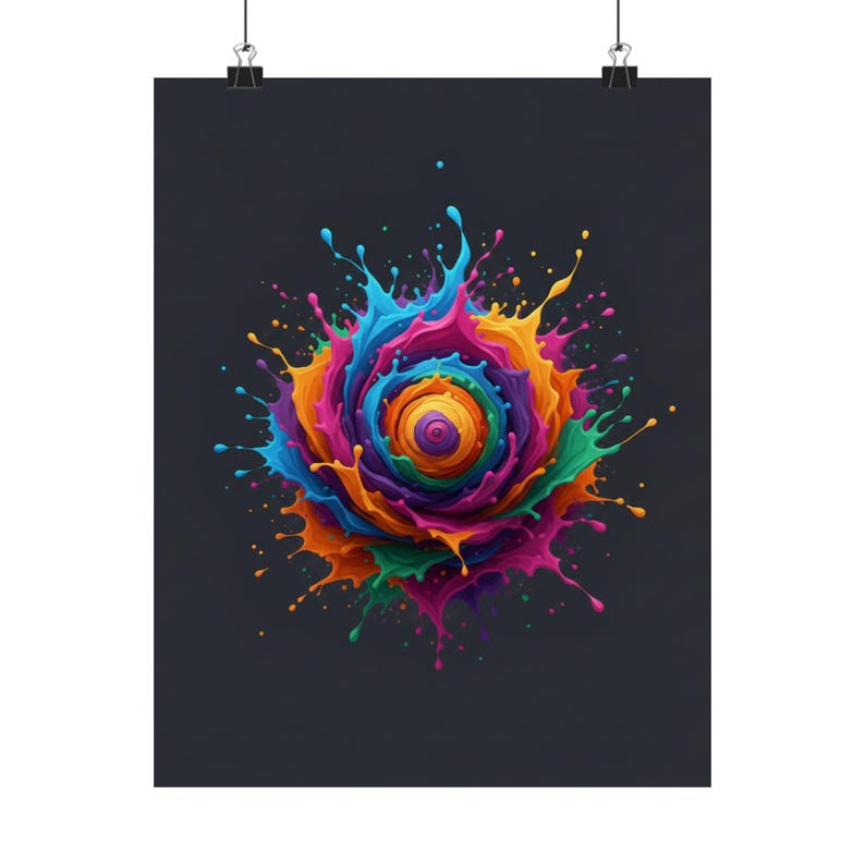 Abstract Color Splash Poster | Vibrant Wall Art | Modern Living Room Decor | Colorful Paint Print | Contemporary Art afbeelding 1