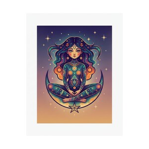 Moon Child Poster, Astrology Wall Art, Celestial Moon Phases Print, Zodiac Nursery Decor, Boho Moon Poster image 2