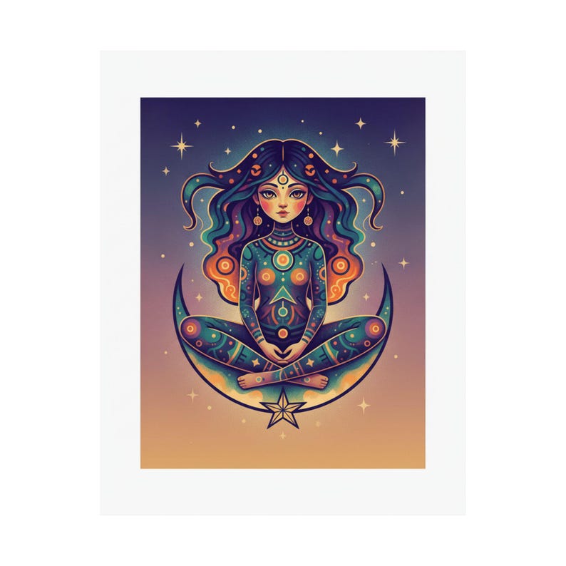 Moon Child Poster, Astrology Wall Art, Celestial Moon Phases Print, Zodiac Nursery Decor, Boho Moon Poster image 2