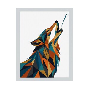 Minimalist Geometric Wolf Howling - Poster image 2